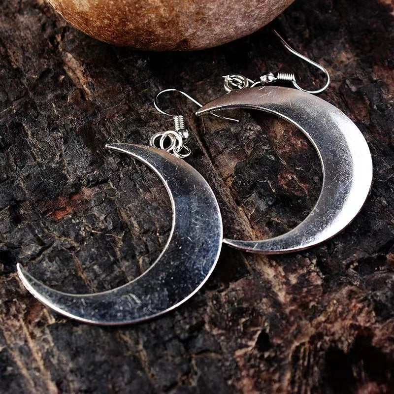 1 Pair Retro Moon Plating Metal Drop Earrings