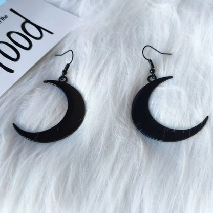 1 Pair Retro Moon Plating Metal Drop Earrings