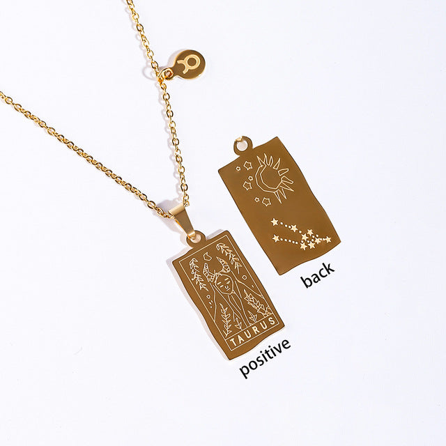 Modern Style Constellation Stainless Steel Titanium Steel Plating Pendant Necklace