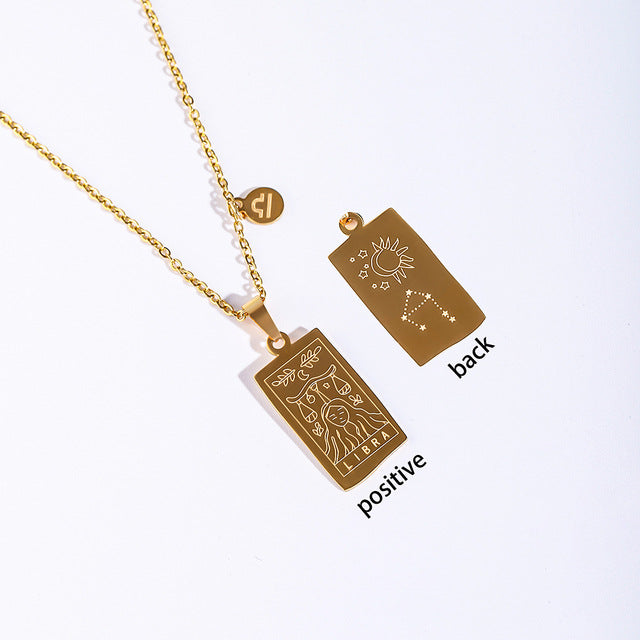 Modern Style Constellation Stainless Steel Titanium Steel Plating Pendant Necklace