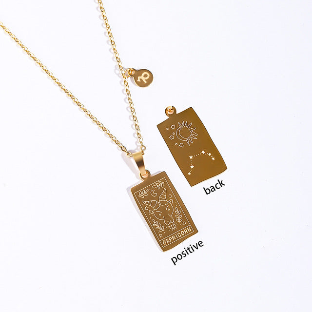 Modern Style Constellation Stainless Steel Titanium Steel Plating Pendant Necklace