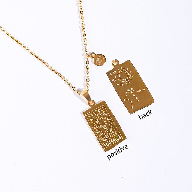 Modern Style Constellation Stainless Steel Titanium Steel Plating Pendant Necklace