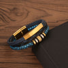 Casual Hip-hop Stripe Plaid Twist Stainless Steel Pu Leather Plating Magnetic Braid Gold Plated Bracelets Bangle