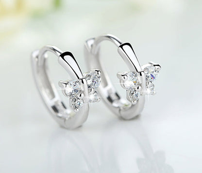 1 Pair Simple Style Heart Shape Flower Butterfly Inlay Copper Zircon Earrings