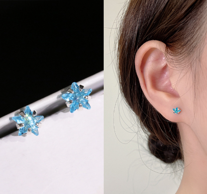 1 Pair Sweet Square Inlay Sterling Silver Zircon Ear Studs