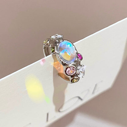 Sweet Artistic Water Droplets Heart Shape Copper Inlay Zircon Rings