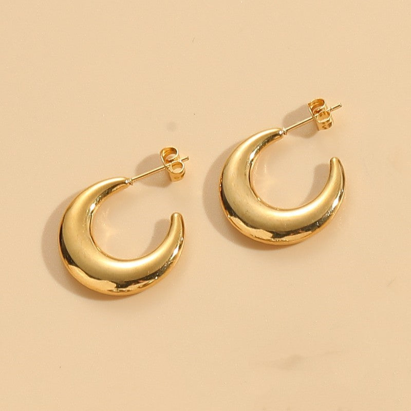 1 Pair Simple Style Classic Style C Shape Plating Copper 14k Gold Plated Ear Studs