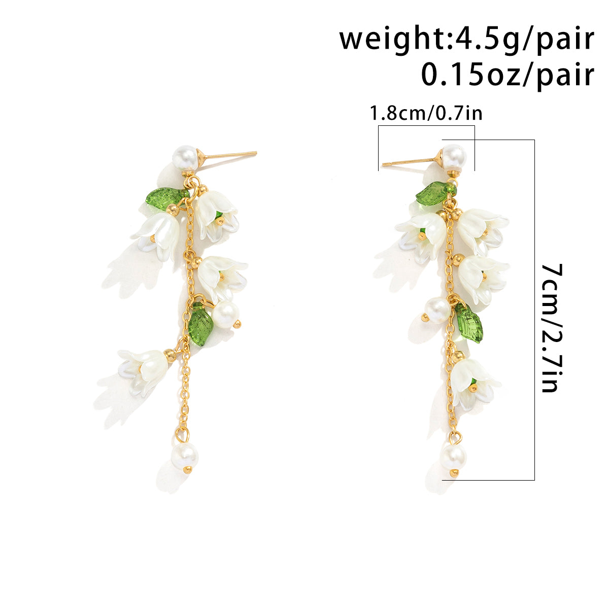 1 Piece Sweet Pastoral Simple Style Leaf Flower Tassel Chain Arylic Copper Drop Earrings