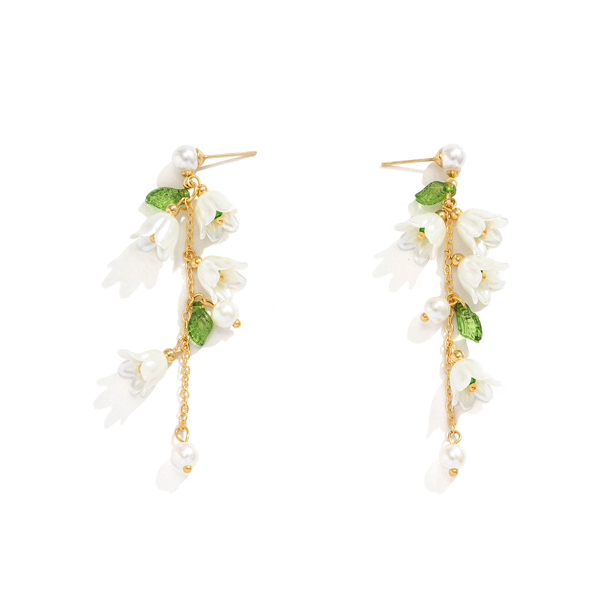 1 Piece Sweet Pastoral Simple Style Leaf Flower Tassel Chain Arylic Copper Drop Earrings