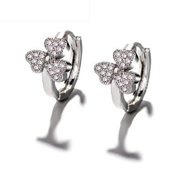 1 Pair Simple Style Heart Shape Flower Butterfly Inlay Copper Zircon Earrings