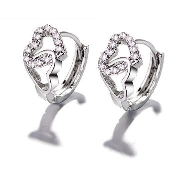 1 Pair Simple Style Heart Shape Flower Butterfly Inlay Copper Zircon Earrings