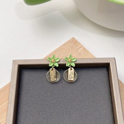 1 Pair Japanese Style Square Water Droplets Flower Inlay Imitation Pearl Alloy Rhinestones Earrings