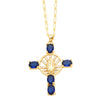 Retro Novelty Cross Virgin Mary Copper Plating Inlay Zircon 18k Gold Plated Pendant Necklace