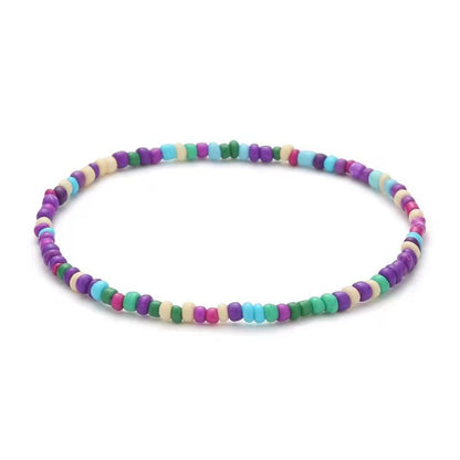 Bohemian Colorful Solid Color Seed Bead Beaded Women's Anklet