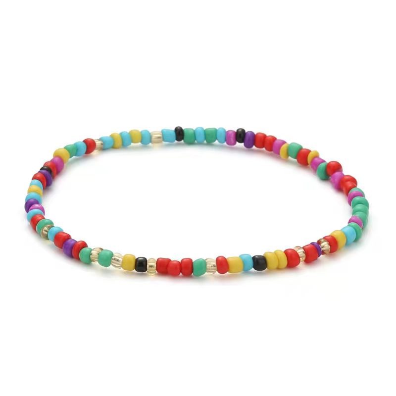 Bohemian Colorful Solid Color Seed Bead Beaded Women's Anklet