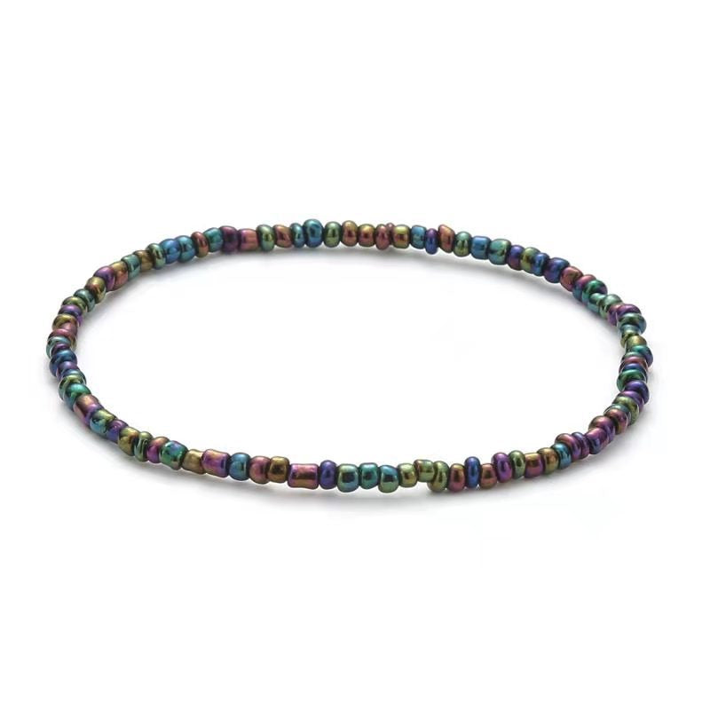 Bohemian Colorful Solid Color Seed Bead Beaded Women's Anklet