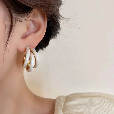 1 Pair Lady C Shape Enamel Plating Alloy Ear Studs