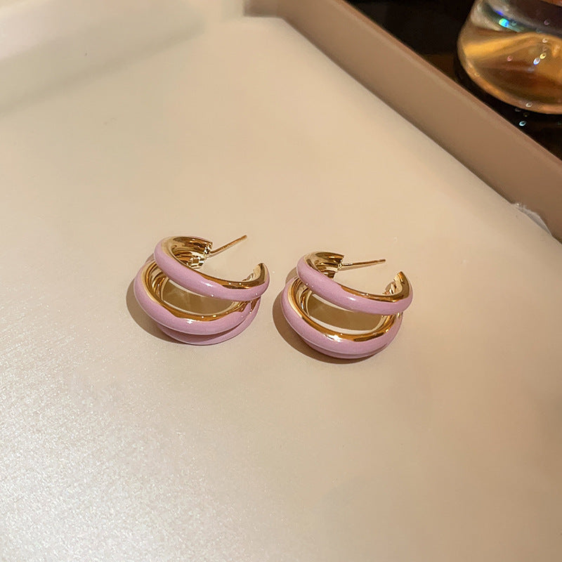 1 Pair Lady C Shape Enamel Plating Alloy Ear Studs