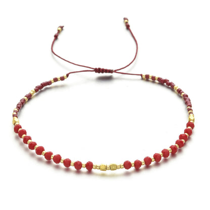 Bohemian Solid Color Natural Stone Drawstring Bracelets