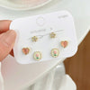 1 Set Sweet Heart Shape Flower Plating Inlay Alloy Opal Ear Studs