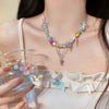 Sweet Geometric Opal Beaded Women's Necklace