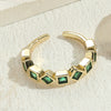 Elegant Lady Round Square Copper Plating Inlay Zircon 14k Gold Plated Open Rings