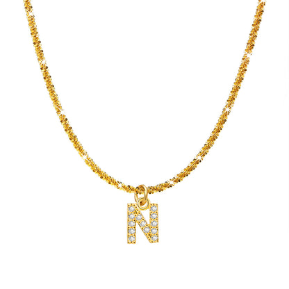 Ig Style Simple Style Letter Stainless Steel Plating Inlay Zircon 18k Gold Plated Pendant Necklace