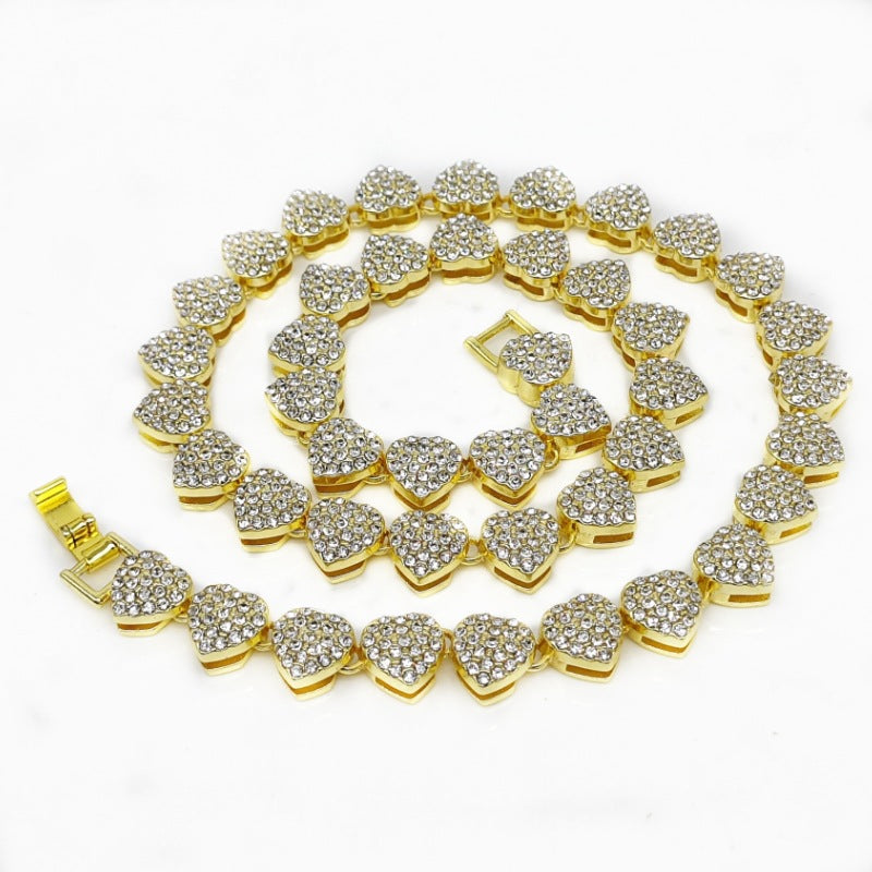 Hip-hop Heart Shape Rhinestones Alloy Wholesale Necklace