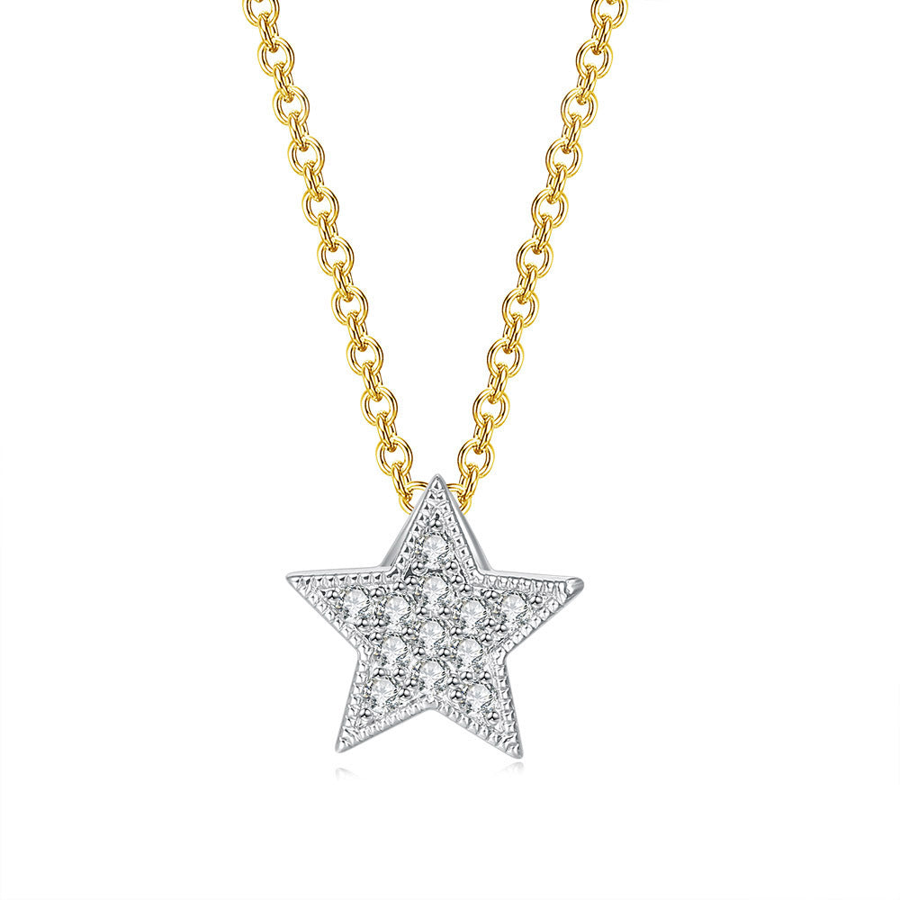 Simple Style Star Copper Inlay Zircon Pendant Necklace