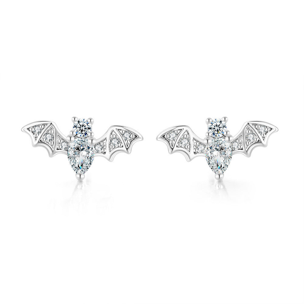 1 Pair Simple Style Bat Inlay Copper Zircon Ear Studs