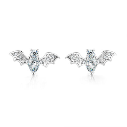 1 Pair Simple Style Bat Inlay Copper Zircon Ear Studs