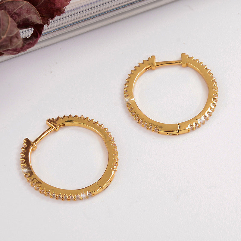 1 Pair Basic Vintage Style Round Plating Inlay Copper Zircon 18k Gold Plated Earrings