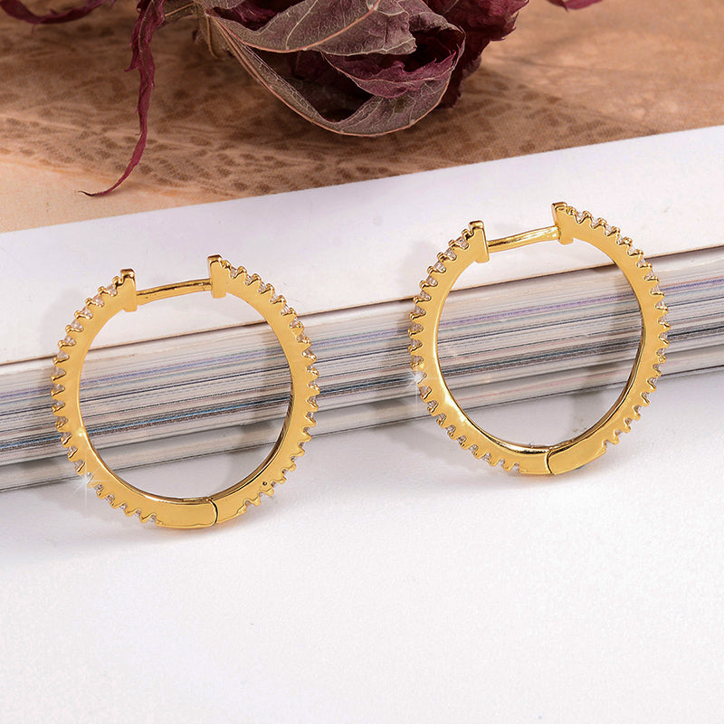 1 Pair Basic Vintage Style Round Plating Inlay Copper Zircon 18k Gold Plated Earrings