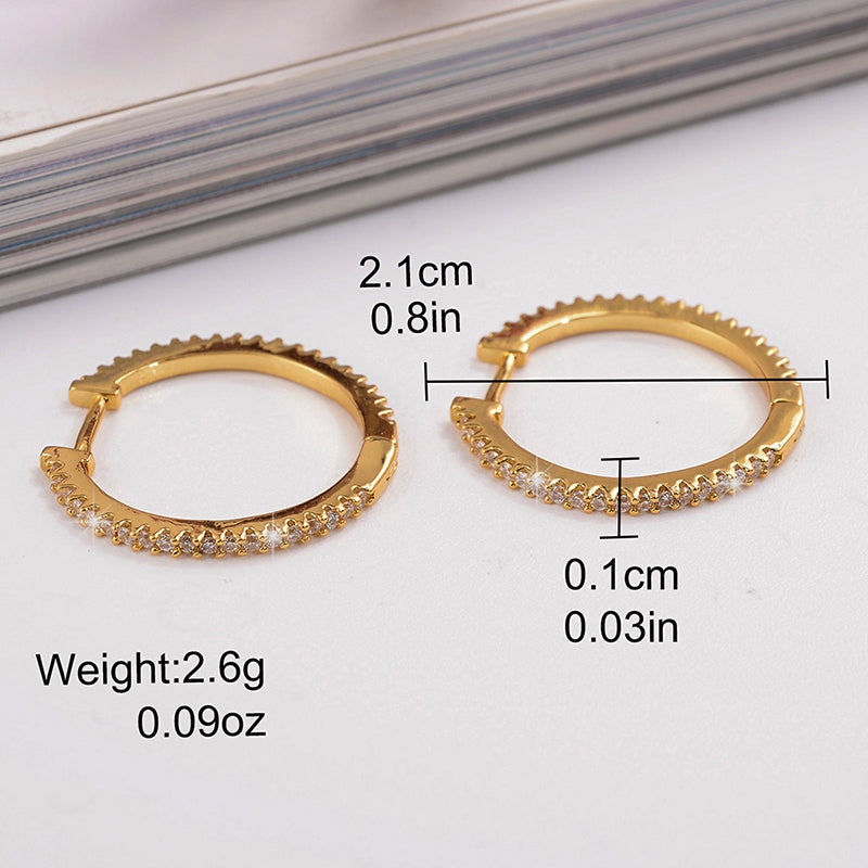 1 Pair Basic Vintage Style Round Plating Inlay Copper Zircon 18k Gold Plated Earrings