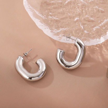 1 Pair Simple Style Commute U Shape Stainless Steel Ear Studs