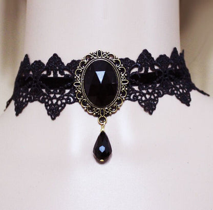 Retro Water Droplets Alloy Inlay Crystal Women'S Choker