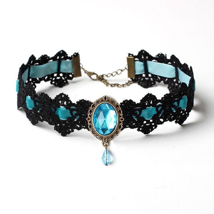 Retro Water Droplets Alloy Inlay Crystal Women'S Choker