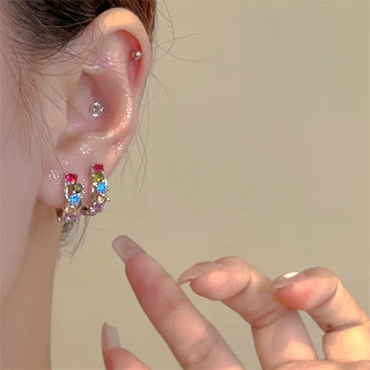 1 Pair Simple Style Heart Shape Inlay Alloy Zircon Ear Studs