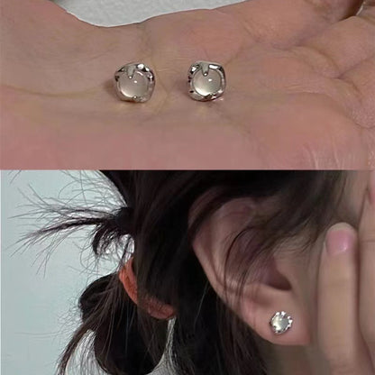 1 Pair Simple Style Heart Shape Inlay Alloy Zircon Ear Studs