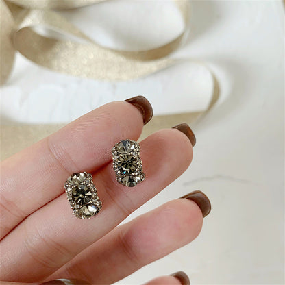 1 Pair Simple Style Heart Shape Inlay Alloy Zircon Ear Studs