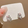 1 Pair Sweet Fruit Heart Shape Flower Inlay Sterling Silver Artificial Pearls Zircon Ear Studs