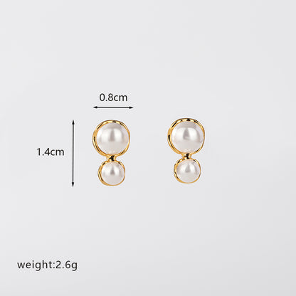 1 Pair Casual Elegant Round Plating Inlay Copper Freshwater Pearl 18k Gold Plated Drop Earrings