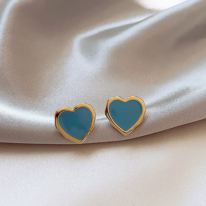 1 Pair Simple Style Korean Style Heart Shape Enamel Alloy Ear Studs