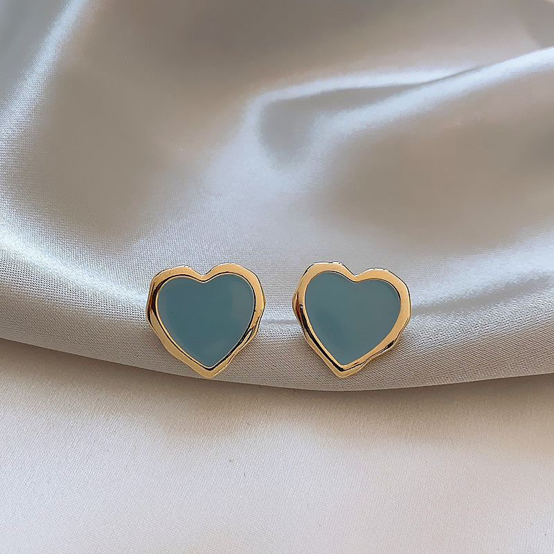 1 Pair Simple Style Korean Style Heart Shape Enamel Alloy Ear Studs