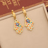 Casual Bohemian Palm Eye Stainless Steel Enamel Plating Inlay Artificial Crystal Earrings Necklace