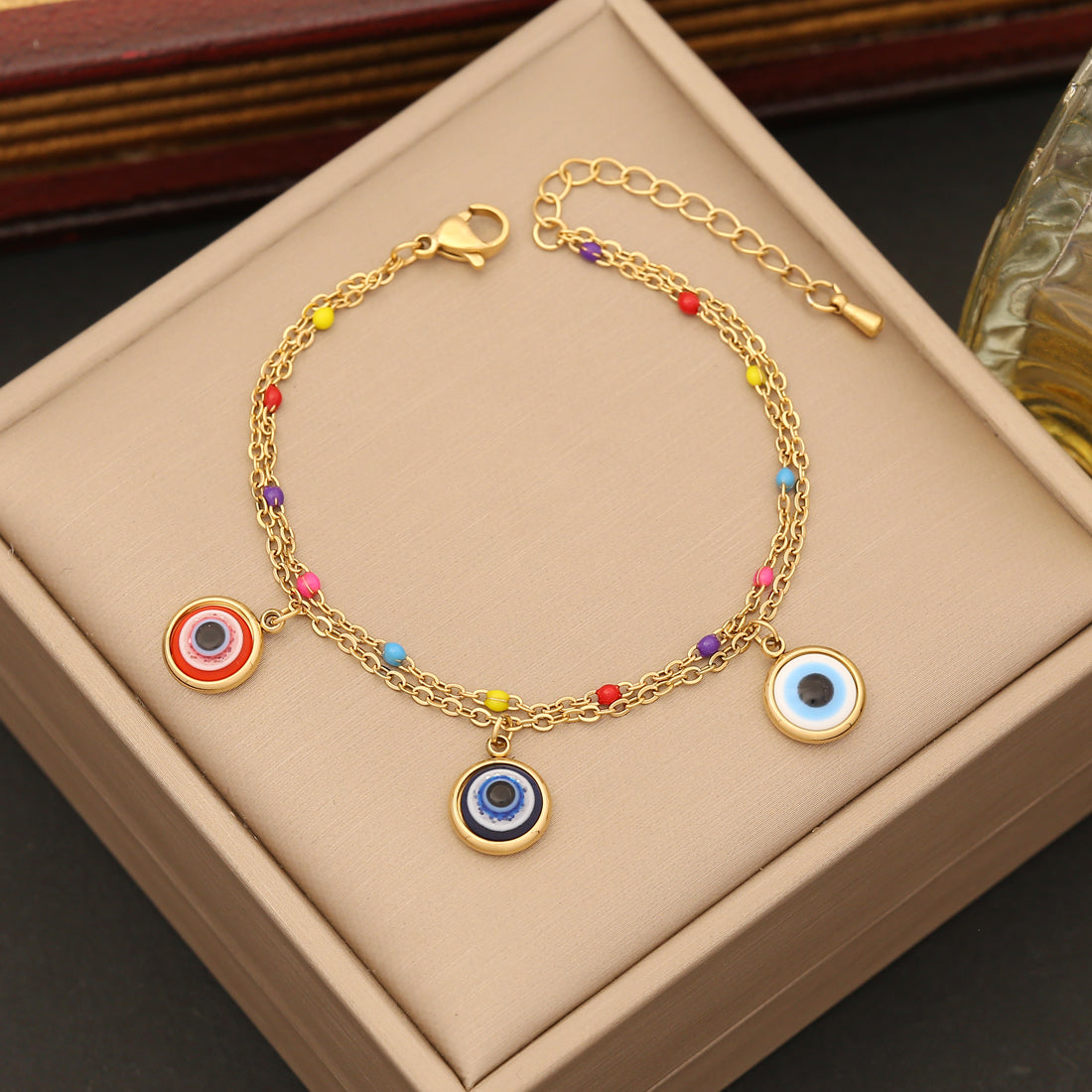 Vacation Simple Style Eye Stainless Steel Enamel Bracelets Earrings Necklace