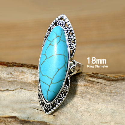 Wholesale Jewelry Ethnic Style Oval Alloy Turquoise Inlay Rings