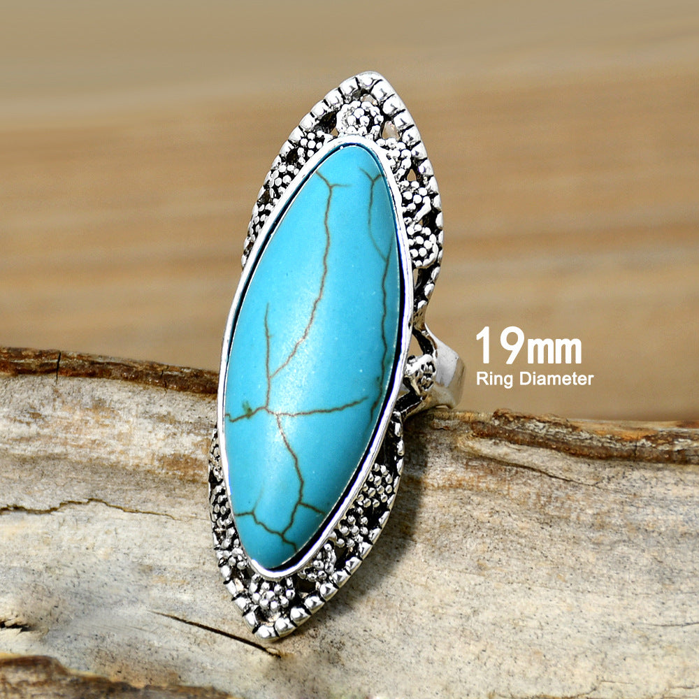 Wholesale Jewelry Ethnic Style Oval Alloy Turquoise Inlay Rings