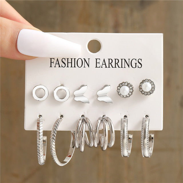 1 Set Simple Style Butterfly Inlay Alloy Pearl Earrings