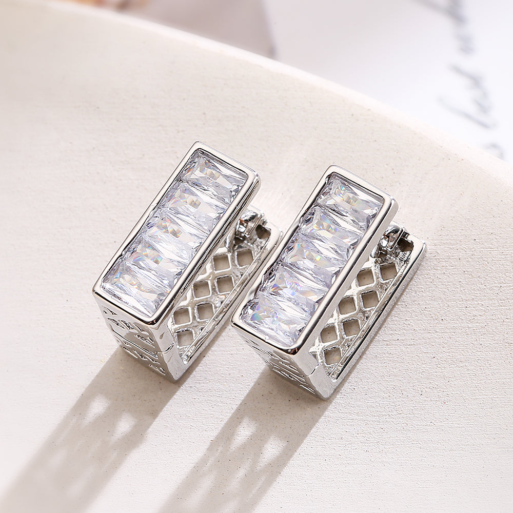 1 Pair Simple Style Commute Square Plating Inlay Copper Zircon 18k Gold Plated Earrings